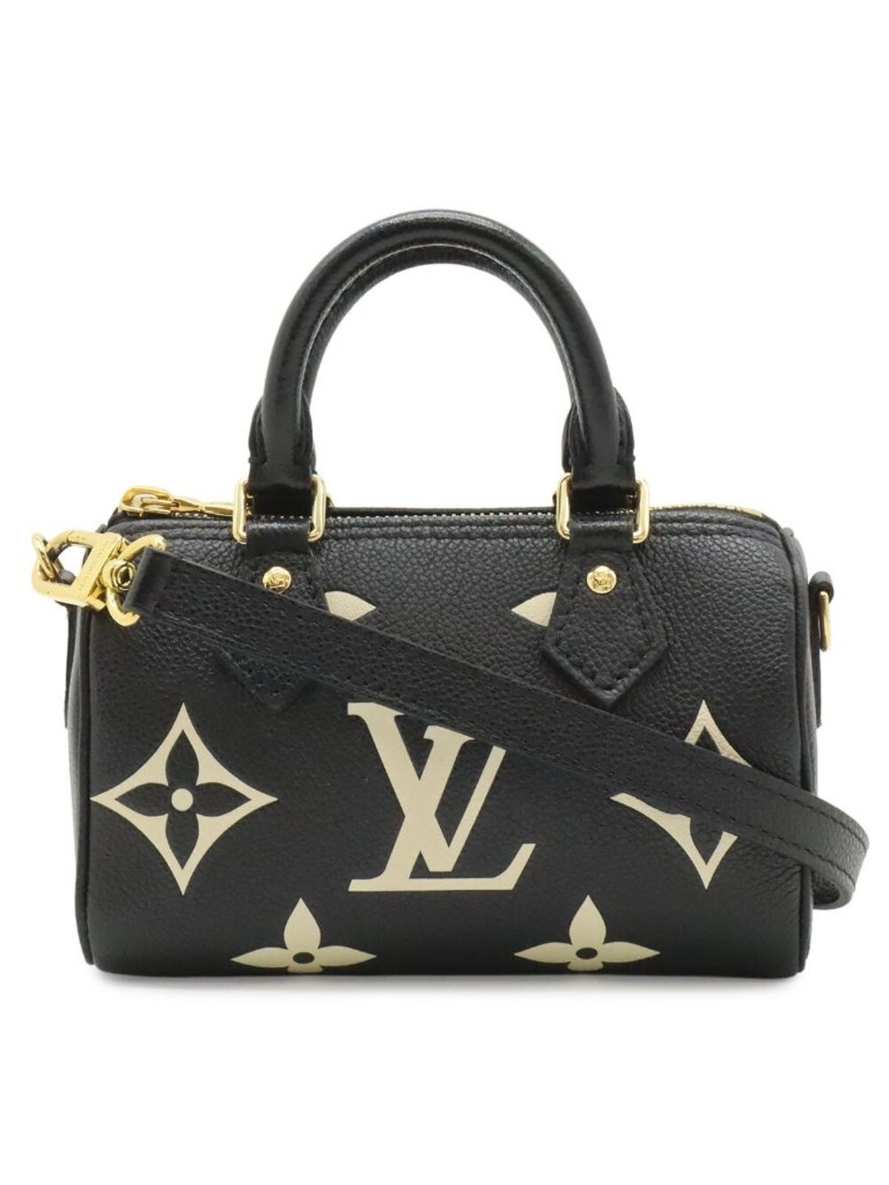 Louis Vuitton Monogram Empreinte Nano Speedy Mini Bag 2-Way Bicolor Black - Picture 1 of 9
